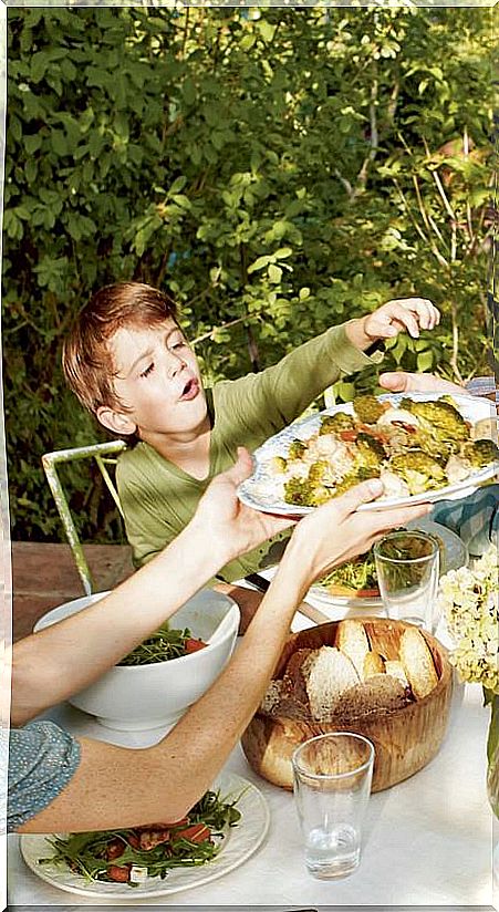 vegan child eating as a family